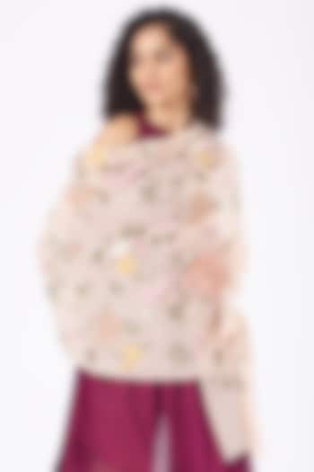 Floral Medley Embroidered Pure Cashmere Stole by Mauli Cashmere