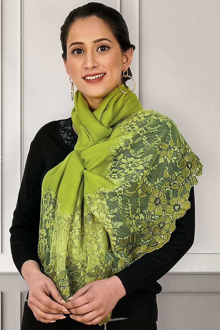 Citronella Embroidered Stole by Mauli Cashmere