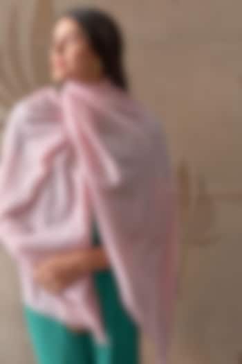 Pearl Colored Wool & Silk Floral Embroidered Stole by Mauli Cashmere at Pernia's Pop Up Shop