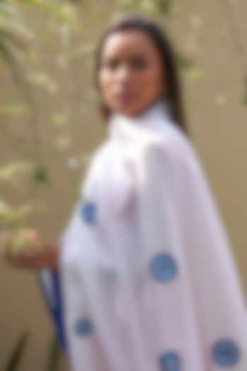 White Wool & Silk Evil-Eye Embroidered Stole by Mauli Cashmere at Pernia's Pop Up Shop