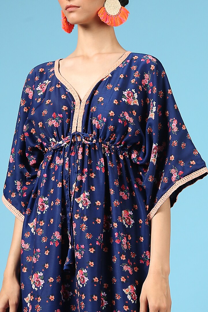 Blue Cotton Silk Kimono Summer Dress by Marche at Pernia's Pop Up Shop