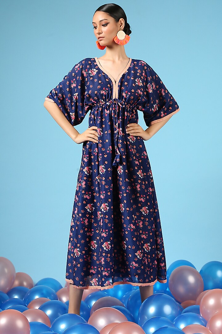 Blue Cotton Silk Kimono Summer Dress by Marche at Pernia's Pop Up Shop