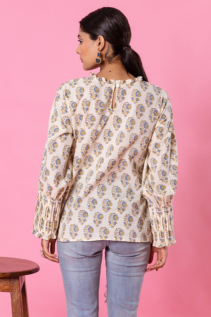 White Cotton Printed Top by Marche at Pernia's Pop Up Shop