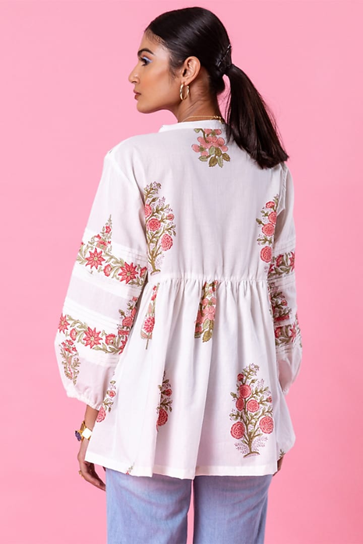 White Cotton Printed Top by Marche at Pernia's Pop Up Shop
