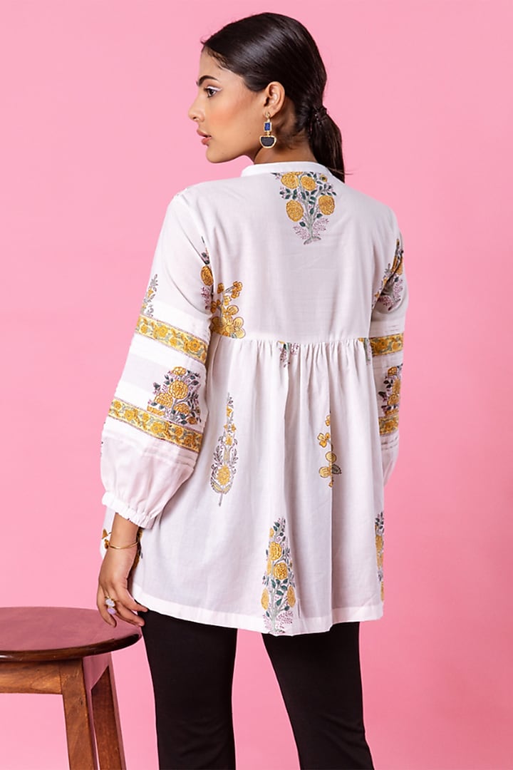 White Cotton Printed Top by Marche at Pernia's Pop Up Shop