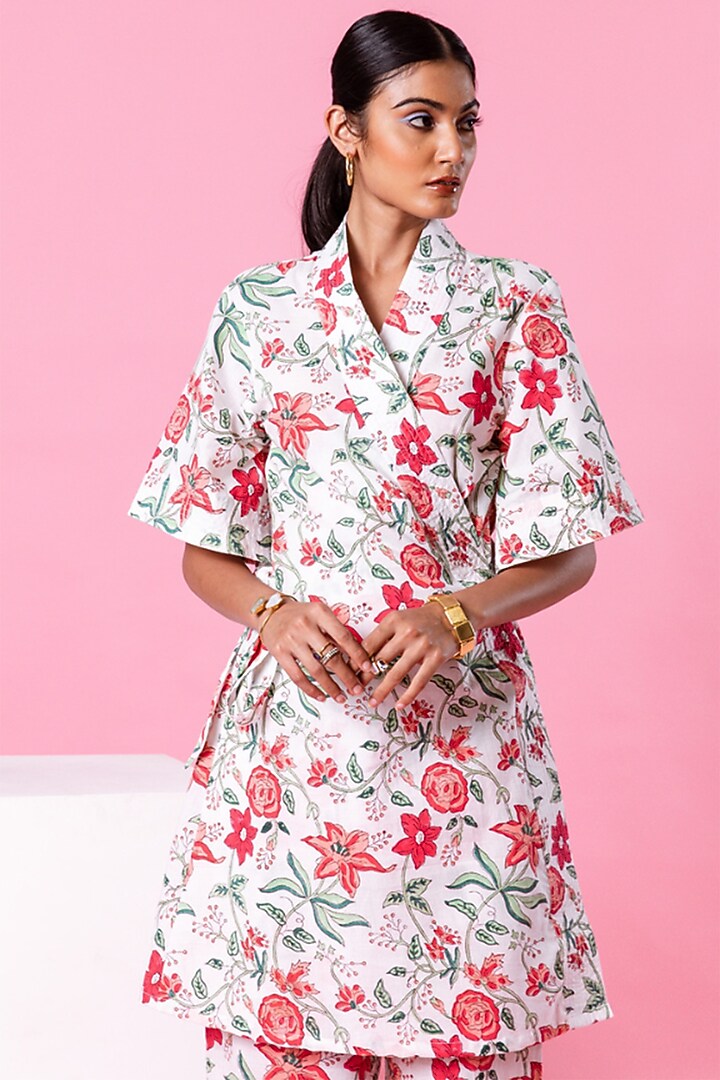 White Cotton Printed Co-Ord Set by Marche at Pernia's Pop Up Shop
