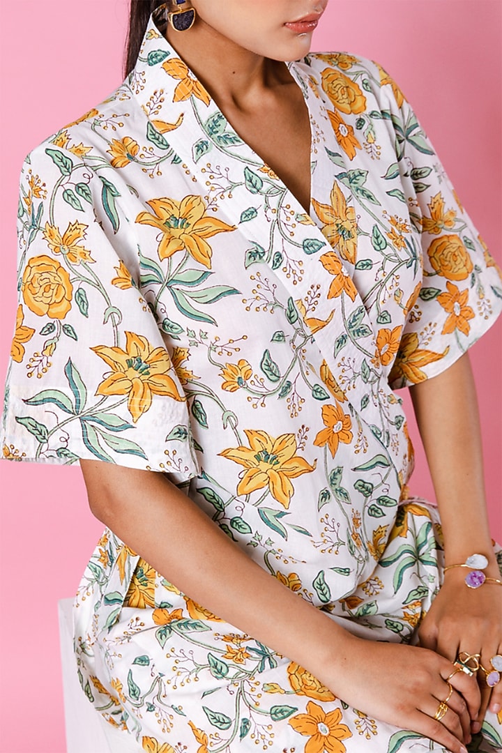 White Cotton Printed Co-Ord Set by Marche at Pernia's Pop Up Shop