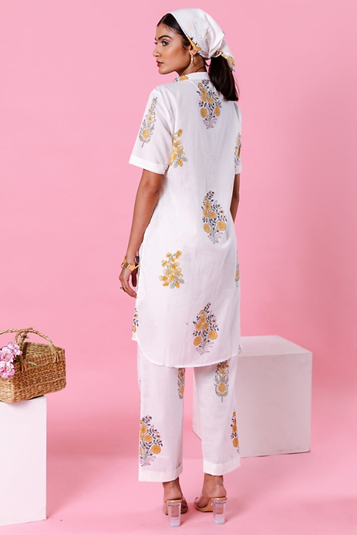 White Cotton Printed Co-Ord Set by Marche at Pernia's Pop Up Shop