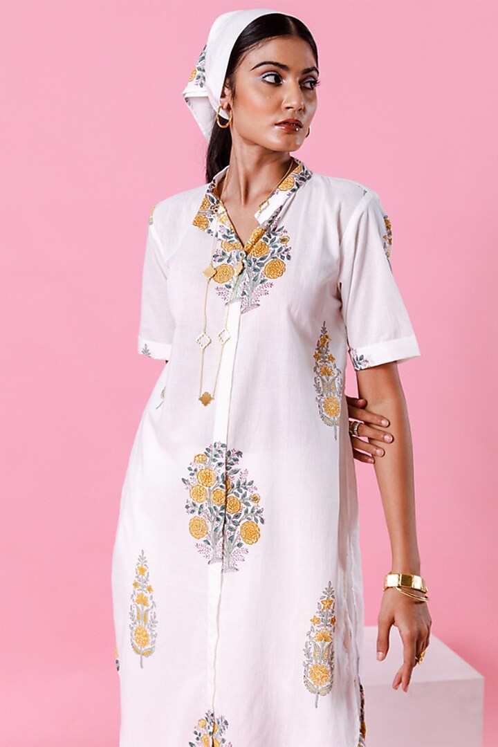 White Cotton Printed Co-Ord Set by Marche at Pernia's Pop Up Shop