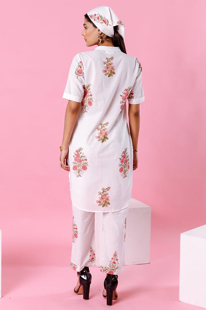 White Cotton Printed Co-Ord Set by Marche at Pernia's Pop Up Shop
