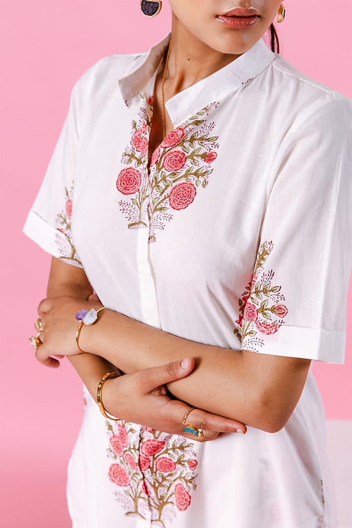 White Cotton Printed Co-Ord Set by Marche at Pernia's Pop Up Shop