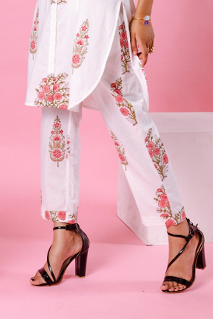 White Cotton Printed Co-Ord Set by Marche at Pernia's Pop Up Shop