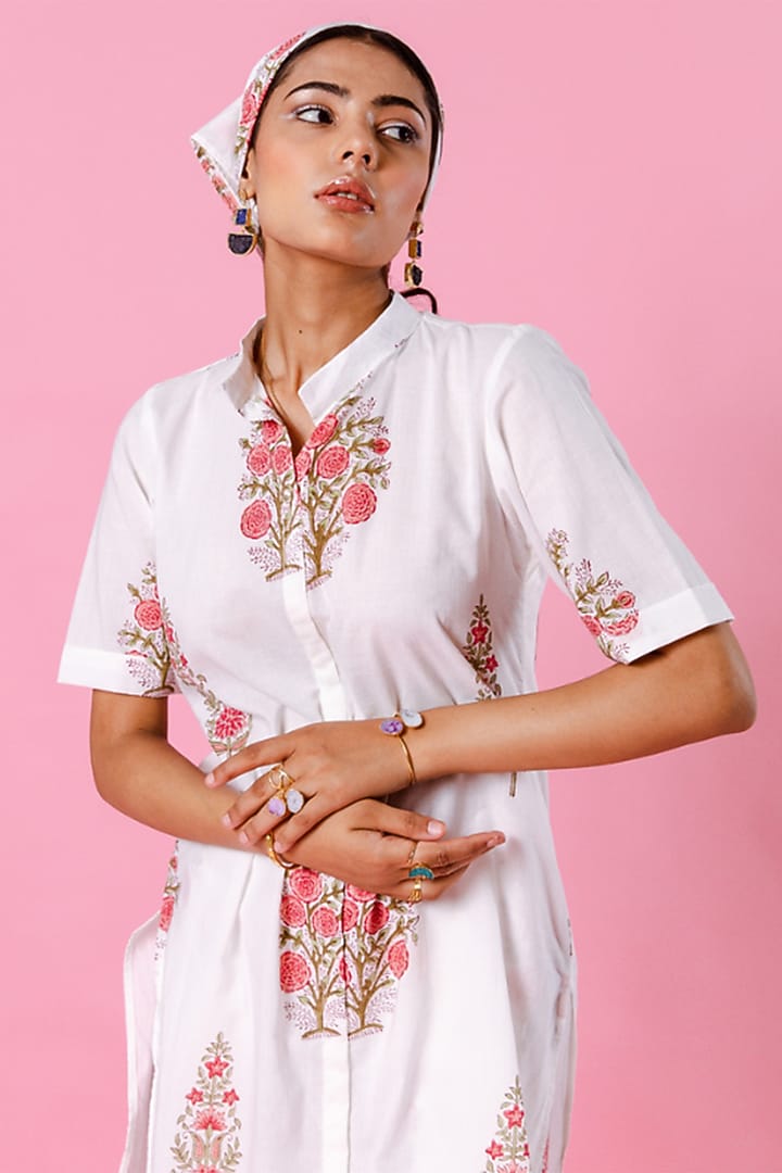 White Cotton Printed Co-Ord Set by Marche at Pernia's Pop Up Shop