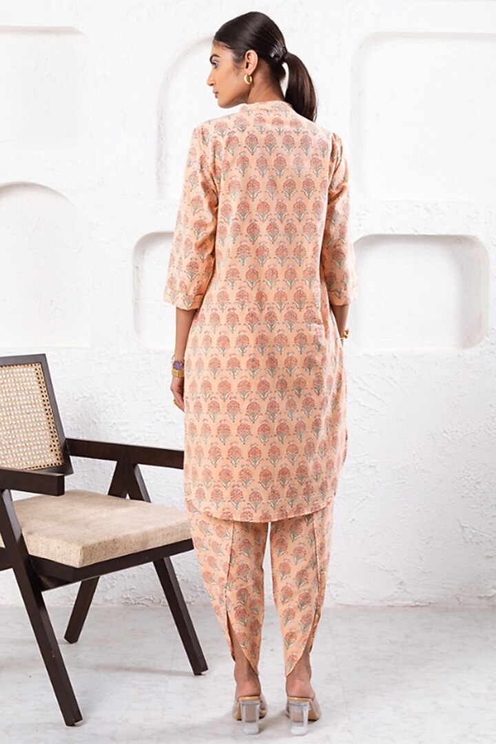 Peach Cotton Printed Co-Ord Set by Marche at Pernia's Pop Up Shop