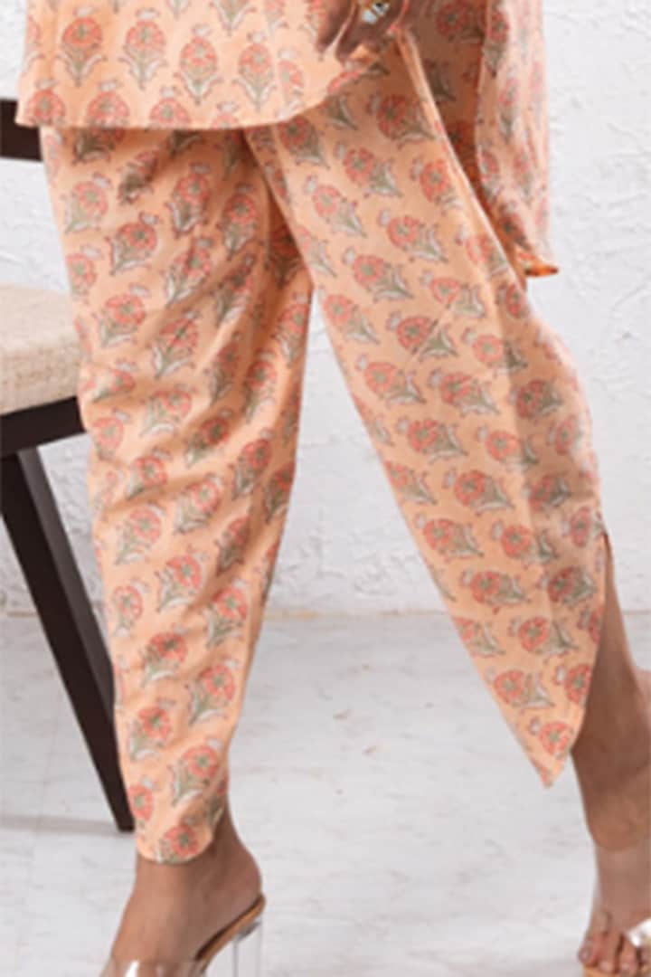 Peach Cotton Printed Co-Ord Set by Marche at Pernia's Pop Up Shop