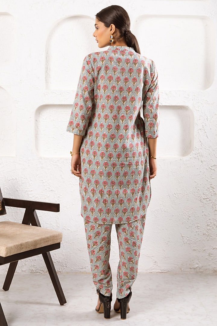 Grey Cotton Printed Co-Ord Set by Marche at Pernia's Pop Up Shop