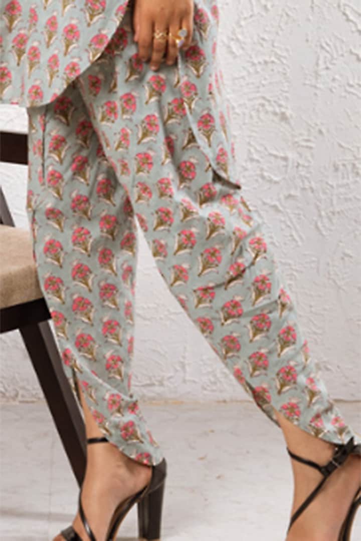 Grey Cotton Printed Co-Ord Set by Marche at Pernia's Pop Up Shop