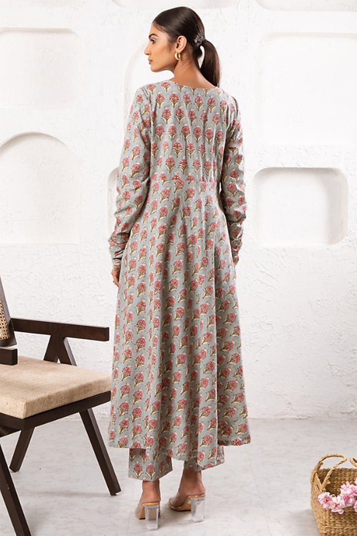 Grey Cotton Printed Kurta Set by Marche at Pernia's Pop Up Shop