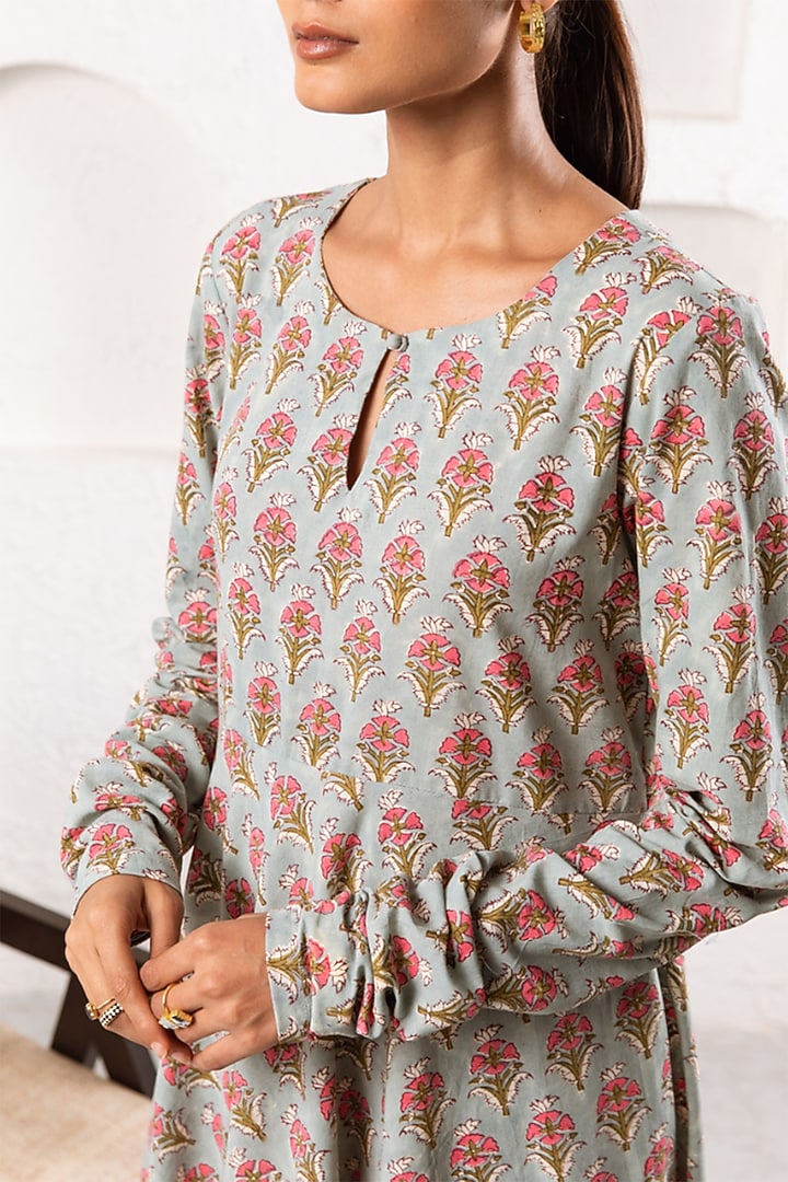 Grey Cotton Printed Kurta Set by Marche at Pernia's Pop Up Shop