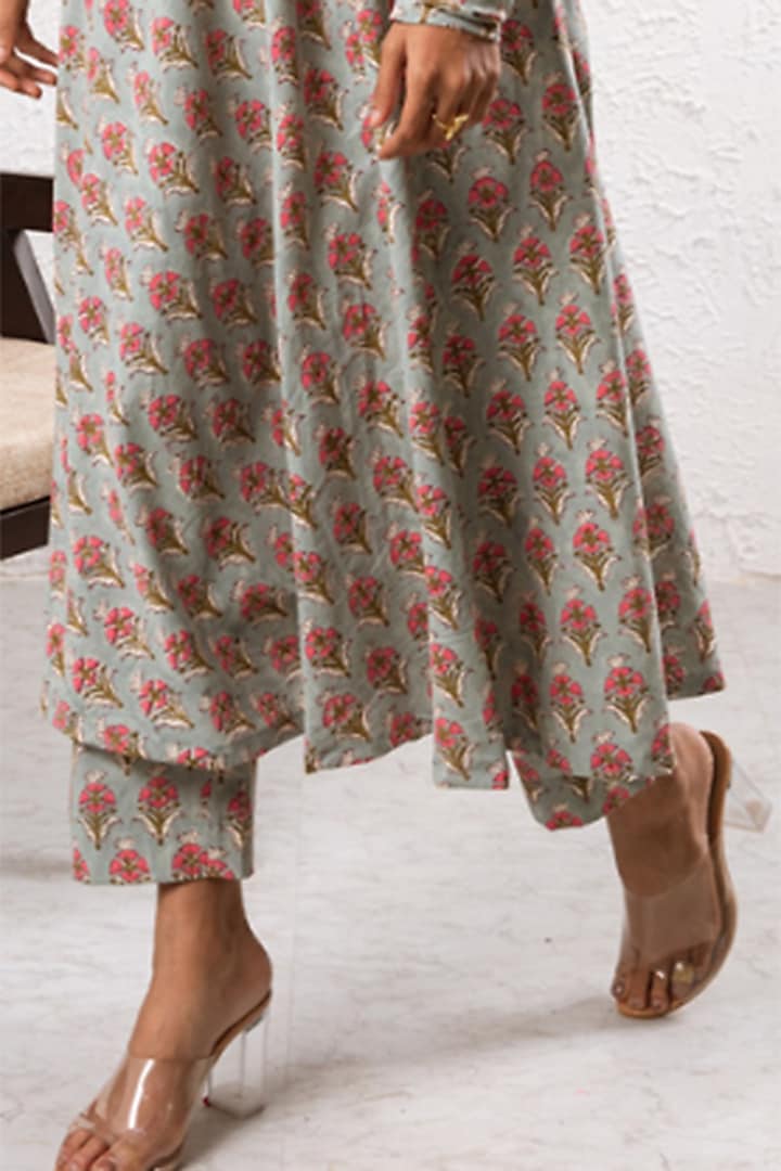 Grey Cotton Printed Kurta Set by Marche at Pernia's Pop Up Shop