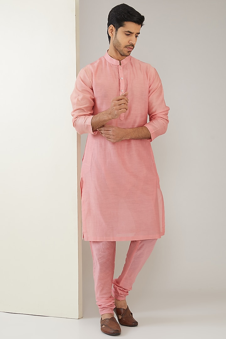 Ivory Silk Chanderi & Linen Satin Hand Embroidered Nehru Jacket Set by MARAASIM at Pernia's Pop Up Shop