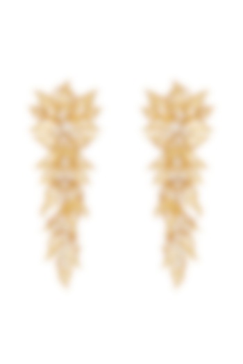 Gold Finish Pearl Dangler Earrings by Mae Jewellery by Neelu Kedia