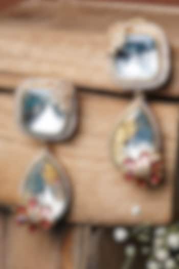 Gold Finish Kundan Polki & Ruby Dangler Earrings by Mae Jewellery by Neelu Kedia at Pernia's Pop Up Shop