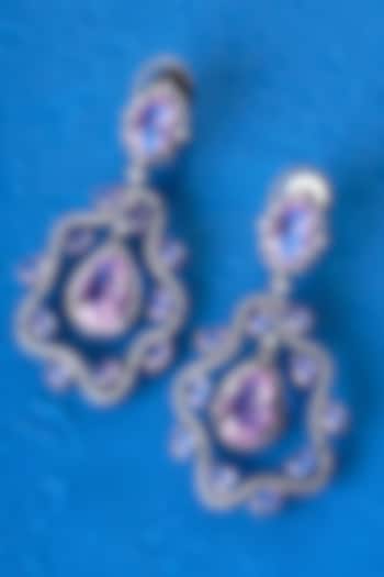 White Finish Purple Amethyst Stone Dangler Earrings by Mae Jewellery by Neelu Kedia at Pernia's Pop Up Shop