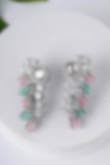 White Finish Zircon Diamond Dangler Earrings by Mae Jewellery by Neelu Kedia