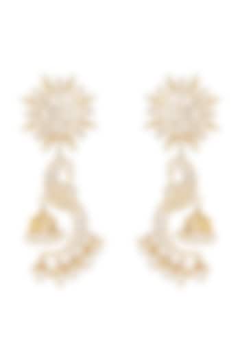 Gold Finish Dangler Earrings With Kundan Polki by Mae Jewellery by Neelu Kedia