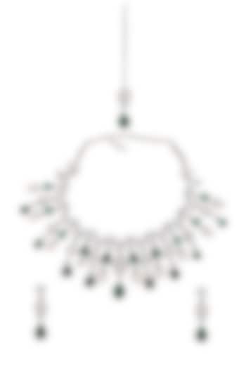 White Rhodium Finish Zircon Choker Necklace Set by Mae Jewellery by Neelu Kedia