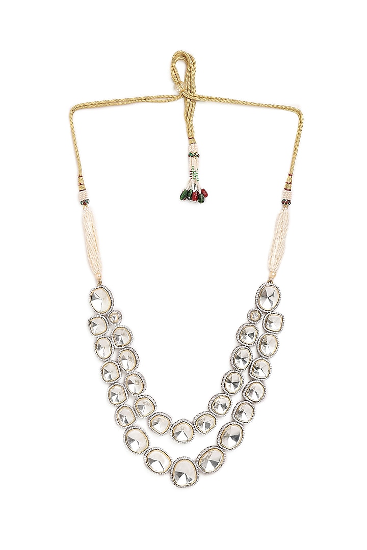 Gold Finish Zircon Layered Necklace by Mae Jewellery by Neelu Kedia