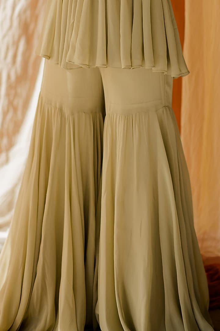 Mint Green Georgette Party Wear Sharara Set by Mansi Gajjar at Pernia's Pop Up Shop
