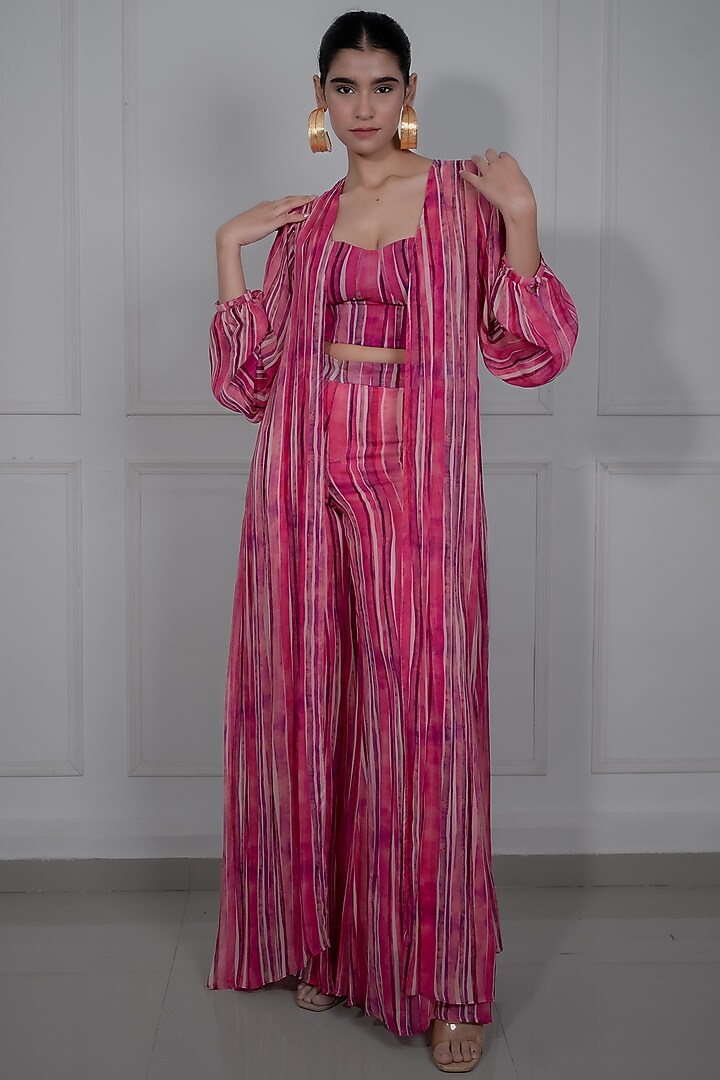 Pink Georgette Cape Set by Mansi Gajjar at Pernia's Pop Up Shop
