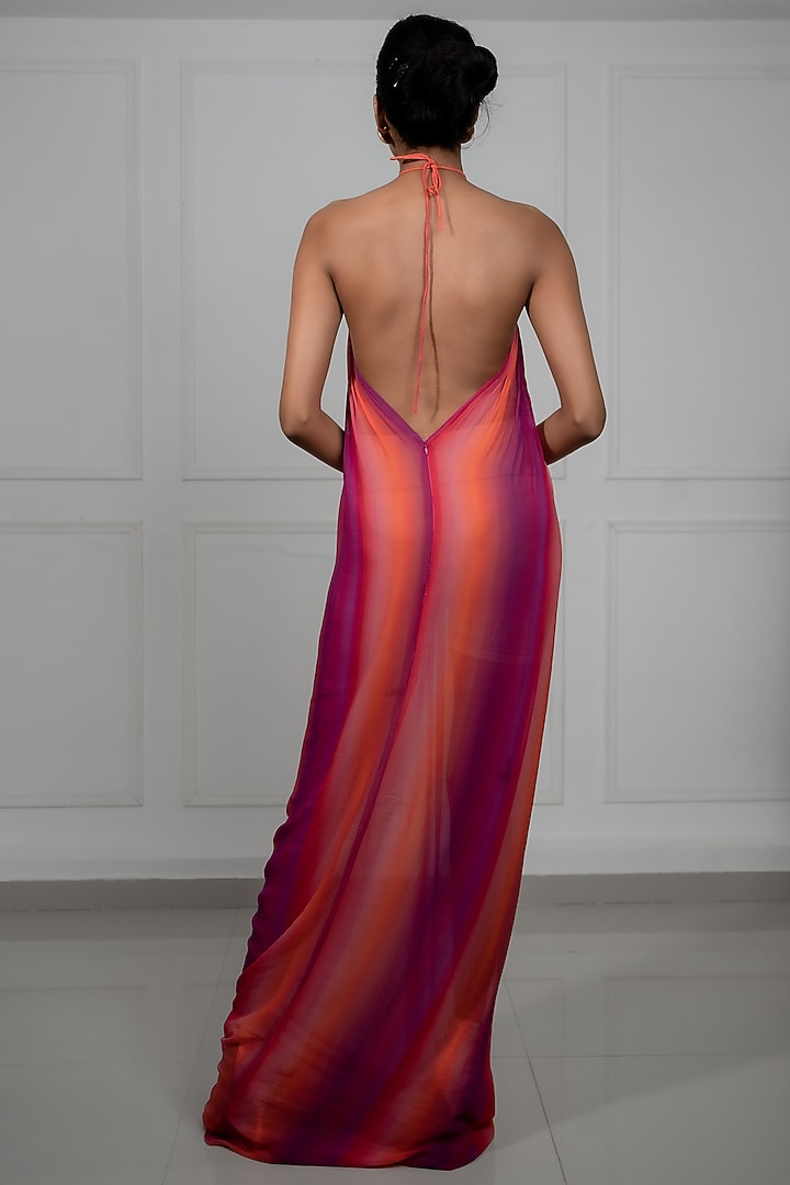 Multi-Colored Georgette Backless Maxi Summer Dress by Mansi Gajjar at Pernia's Pop Up Shop