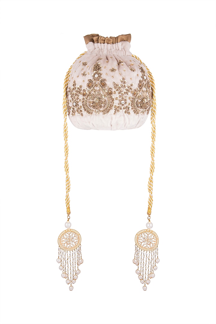 Mauve Zardosi Embroidered Batwa Potli by Malaga at Pernia's Pop Up Shop