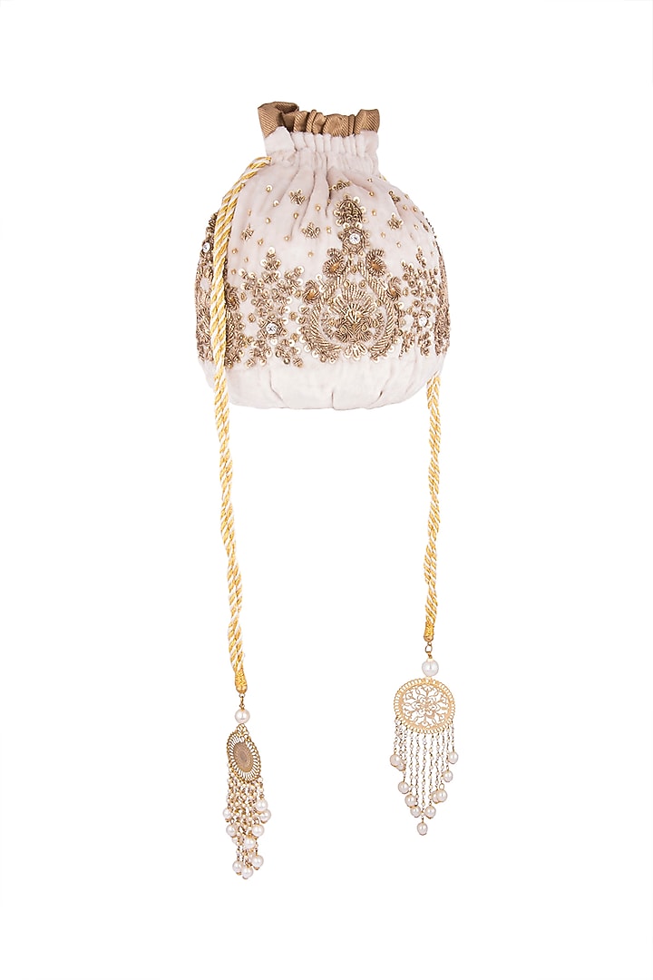 Mauve Zardosi Embroidered Batwa Potli by Malaga at Pernia's Pop Up Shop