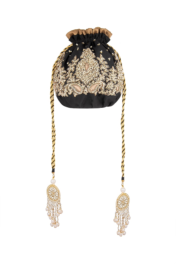 Black Embroidered Batwa Potli by Malaga at Pernia's Pop Up Shop