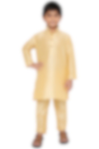 Beige Silk Kurta Set For Boys by MAHARAJA