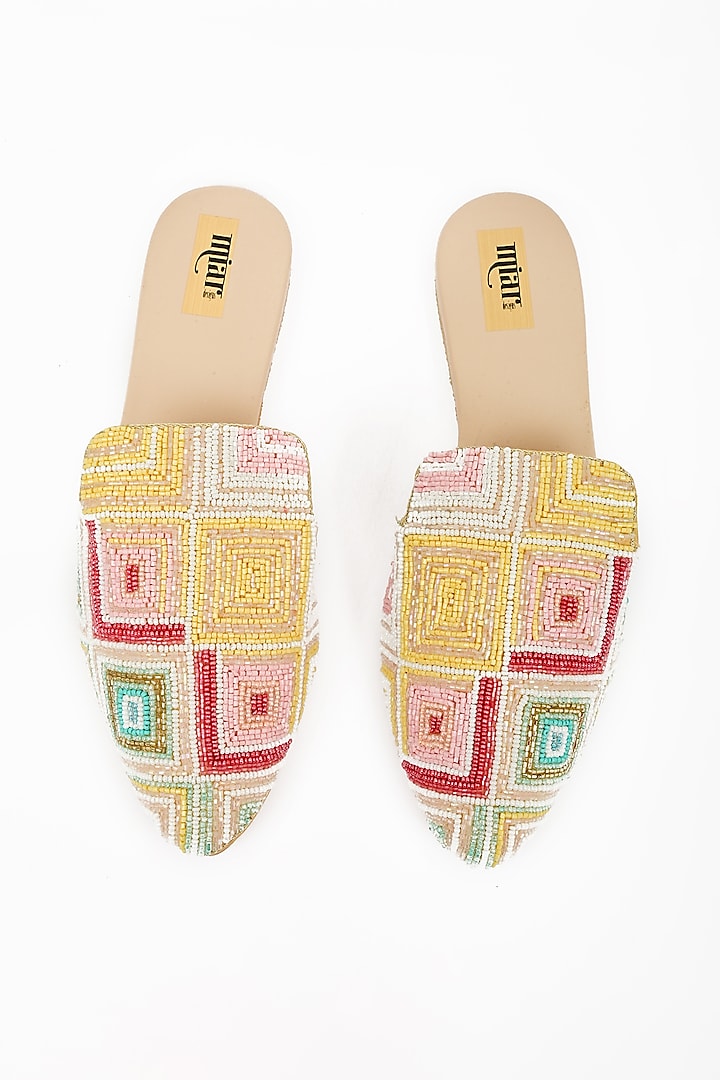 Multi-Coloured Embroidered Mules by Miar Designs