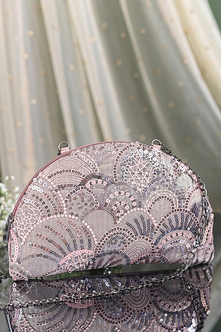 Dusty Pink Embroidered Sling Bag by Miar Designs
