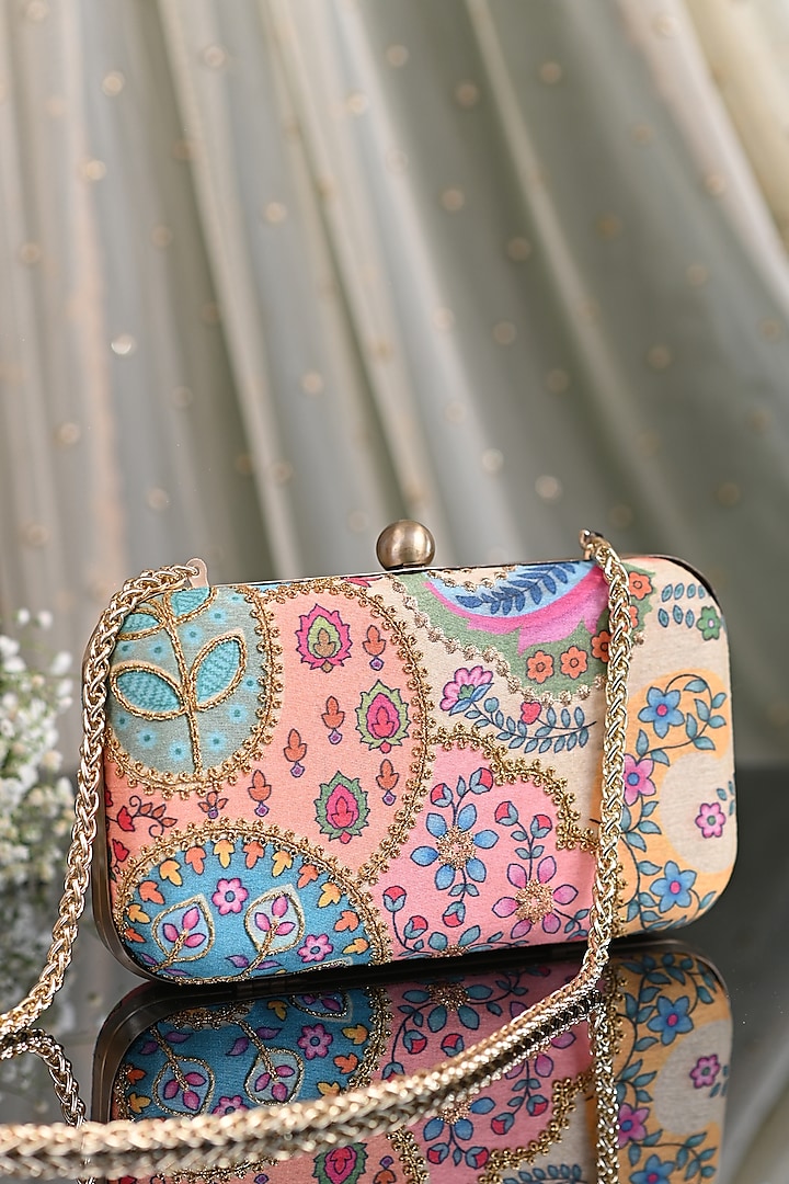 Mustard Embroidered Sling Bag by Miar Designs
