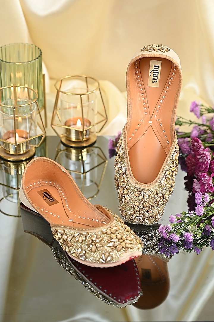 Gold Stone Embroidered Juttis by Miar Designs