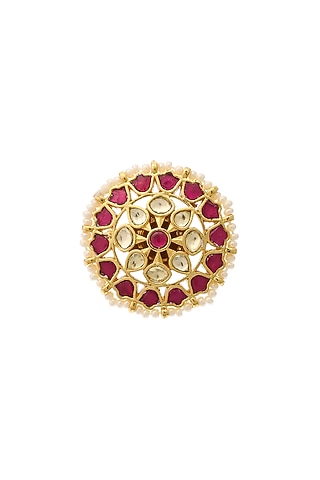 Gold Finish Pearl Ring by Maisara Jewelry