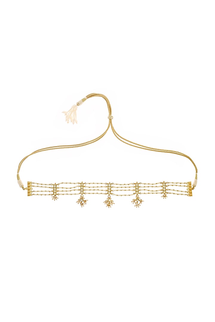 Gold Finish Pearl Choker Necklace by Maisara Jewelry at Pernia's Pop Up Shop