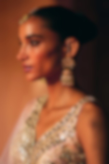 Gold Finish Mint Drop Jhumka Earrings by Maisara Jewelry at Pernia's Pop Up Shop