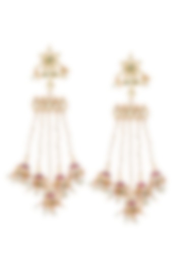 Gold Finish Multi-Colored Spiral Stone Dangler Earrings by Maisara Jewelry at Pernia's Pop Up Shop