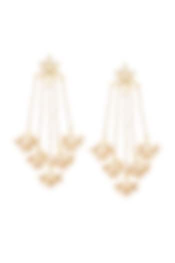 Gold Finish Kundan Polki Jadau Dangler Earrings by Maisara Jewelry at Pernia's Pop Up Shop