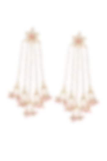 Gold Finish Rani Pink Kundan Polki Jadau Floral Dangler Earrings by Maisara Jewelry at Pernia's Pop Up Shop