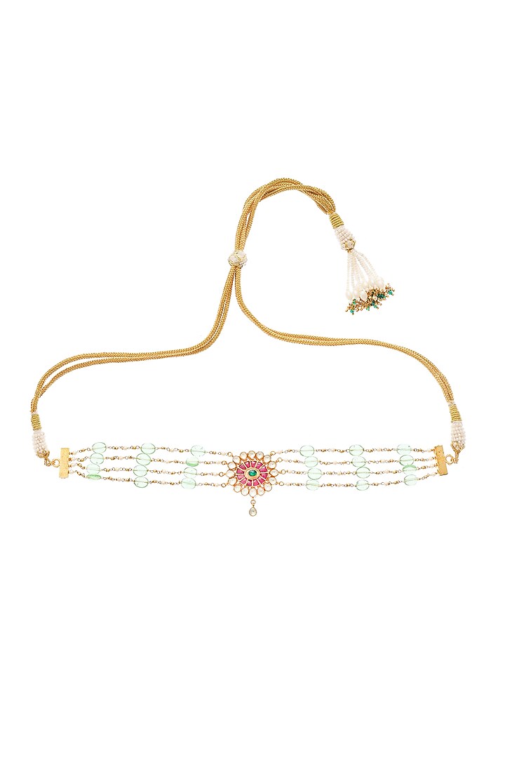 Gold Finish Mint Pearl Choker Necklace by Maisara Jewelry at Pernia's Pop Up Shop